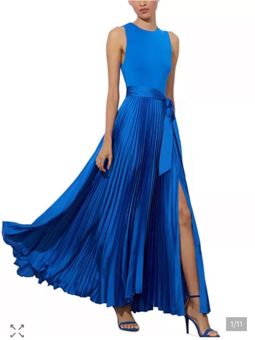 Alice + Olivia Chara Blue Pleated Maxi dress 2 $595 NEW